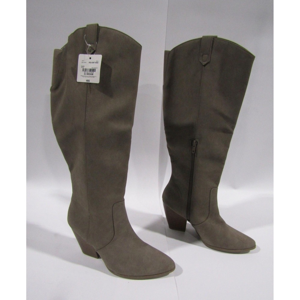 A.N.A. Tall Knee High Boots Women's Size 8.5 Taupe Faux Suede Side Zip NWT - Picture 2 of 9